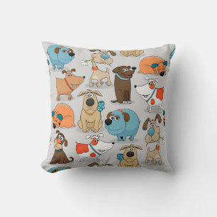 Coussin Doggies et chiots caricaturés