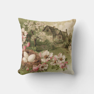 Coussin Dogwood Tree Oiseau Nid Oiseau Cottage OEuf