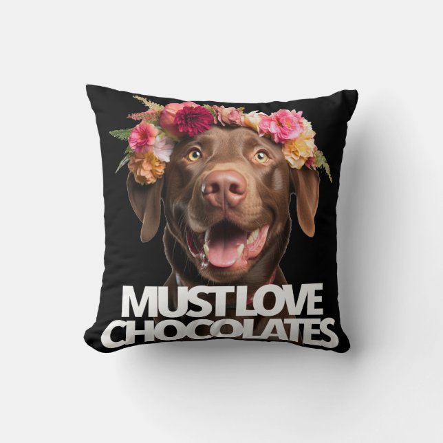 Coussin Doit aimer les chocolats labs bruns labrador retri (Recto)