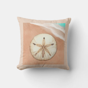 Coussin Dollar de sable d'aquarelle sur la plage