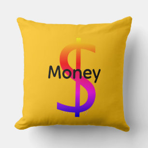Coussin Dollar $igne Logo Money Arc-en-ciel Jaune