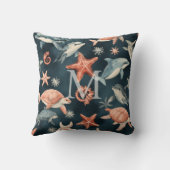 Coussin Dolphin Turtle Marine Life Coastal Nursery Decor (Verso)