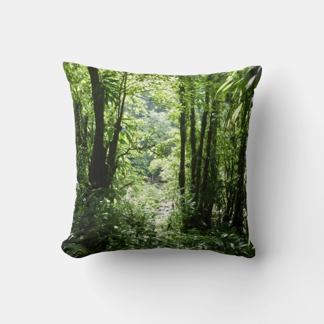 Coussin Dominicain Forêt de pluie II Vert tropical (Recto)