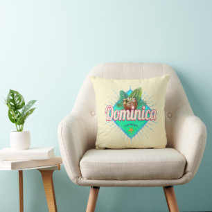 Coussin Dominique Caraïbes Vacances rétro Île Vintage