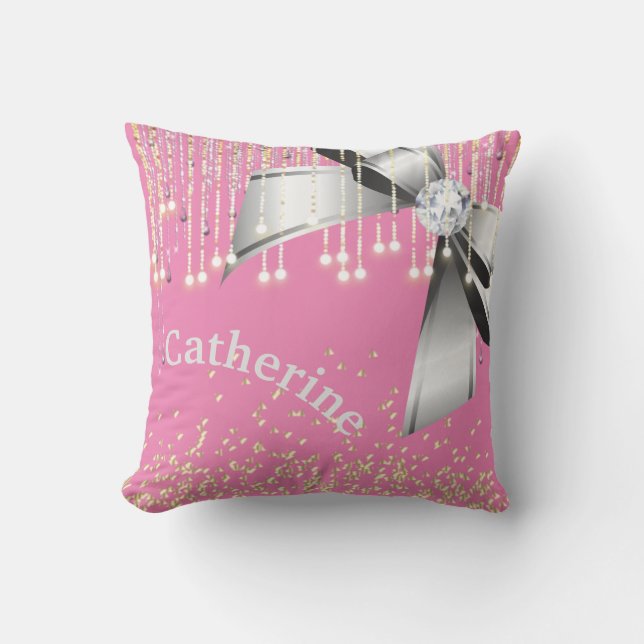 Coussin Don de glamour pour parties scintillant rose et la (Recto)