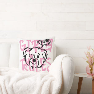 Coussin Donner des moyens aux femmes : GIRLS RULES œuvre d