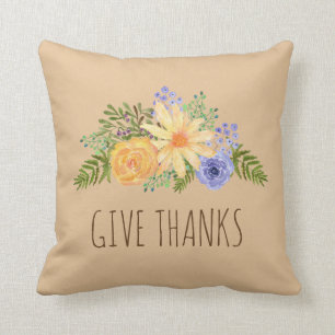 Coussin Donnez Merci Aquarelle Chute Florale Thanksgiving