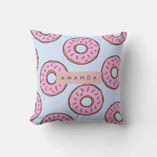 Coussin Donut rose chic personnalisé aux pépites