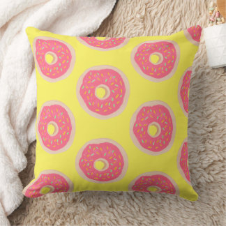 Coussin Donuts Pailletés Rose Tendances Motif Fête Amusant