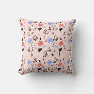 Coussin Doodle à thème rétro Halloween vintage      