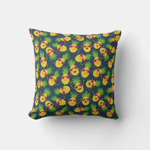 Coussin Doodle ananas, dessiné à la main, motif d'été.