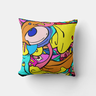 Coussin Doodle Art Abstrait coloré