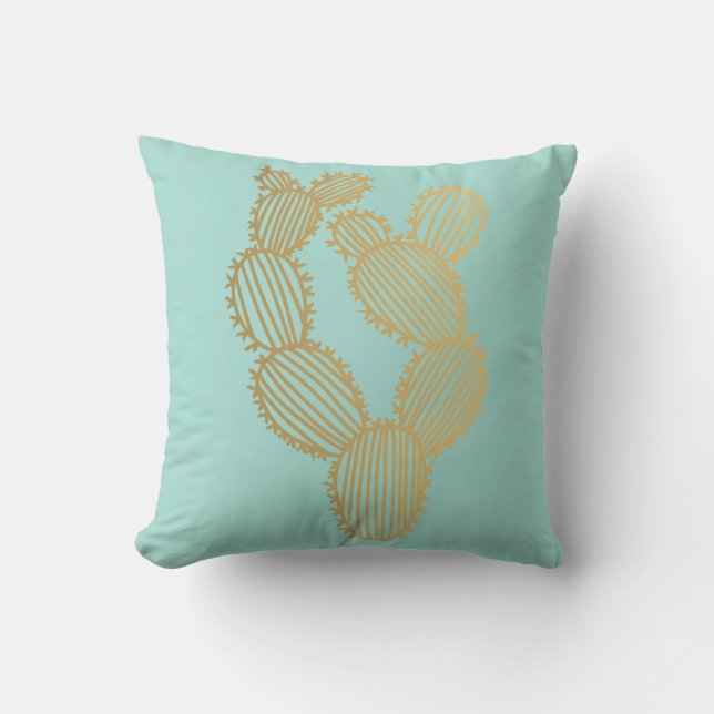 Coussin Doodle de Cactus Prickly Gold (Recto)