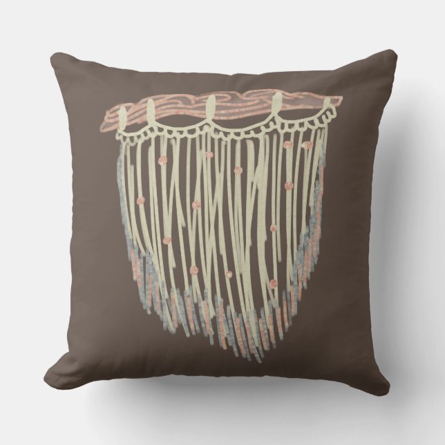 Coussin Doodle de Macrame Boho moderne suspendu (Recto)