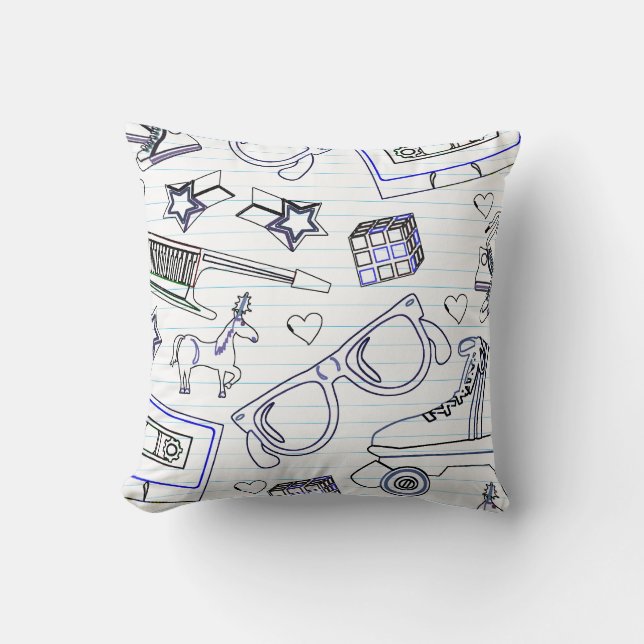 Coussin Doodle des années 80 totalement épopée (Recto)