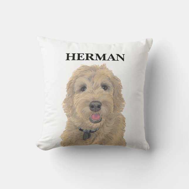Coussin Doodle doré Apricot personnalisé réversible (Recto)