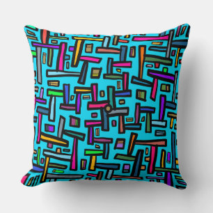 Coussin Doodle motif bleu