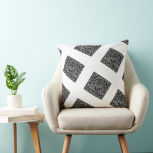 Coussin Doodle motif noir et blanc