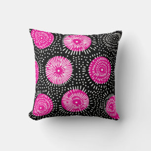Coussin Doodle noir rose et blanc éclaté