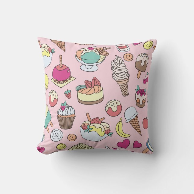 Coussin Doodle Sweets Glace Cream : Illustration tirée à l (Recto)