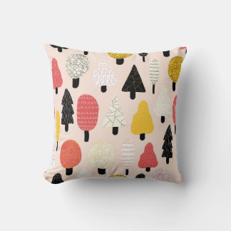 Coussin Doodle Trees : Nature Vintage, Abstraite.