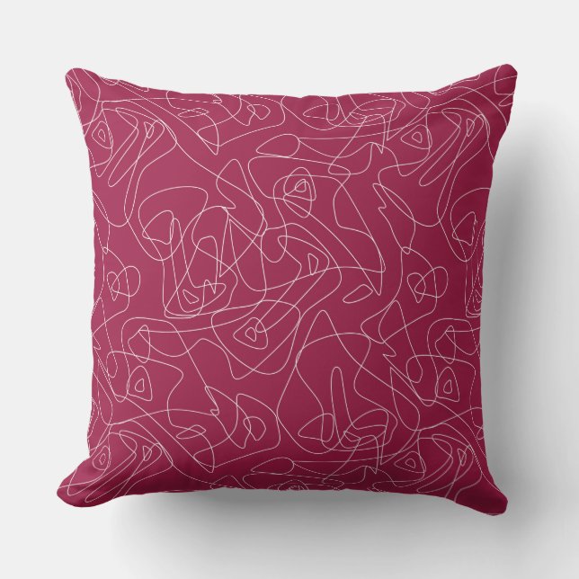 Coussin Doodles abstraits blancs sur arrière - plan rouge  (Recto)