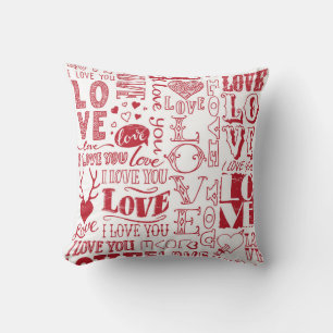 Coussin Doodles d'amour dessinés à la main 