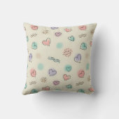 Coussin Doodles de coeur, points et lignes ondulées (Verso)