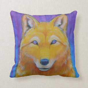 Coussin d'or de tête de loup d'imaginaire
