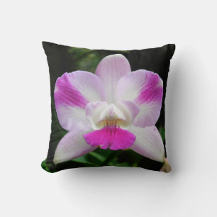 Coussin d'orchidée rose et blanche