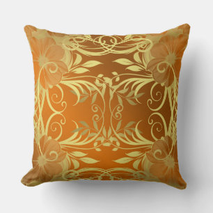 Coussin doré, fleur, fantaisie, élégant, motif, subtil,