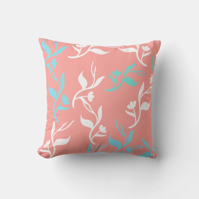 Coussin d'oreiller à Motif blanc Turquoise (Recto)