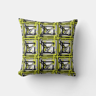Coussin d'oreiller gris jaune Art Abstrait