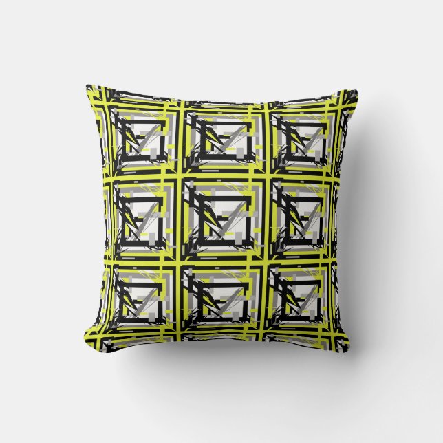 Coussin d'oreiller gris jaune Art Abstrait (Recto)