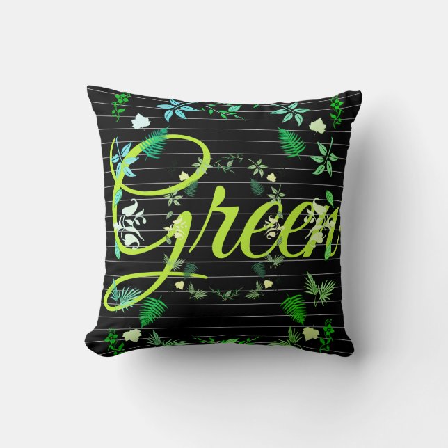 Coussin d'oreiller vert Feuille Plante (Recto)
