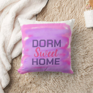 Coussin Dorm doux doré rose violet aquarelle texte