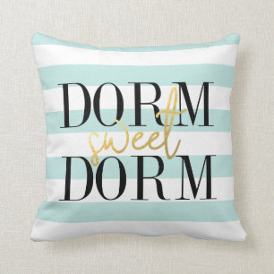 Coussin Dorm Sweet Dorm Bandes Turquoises