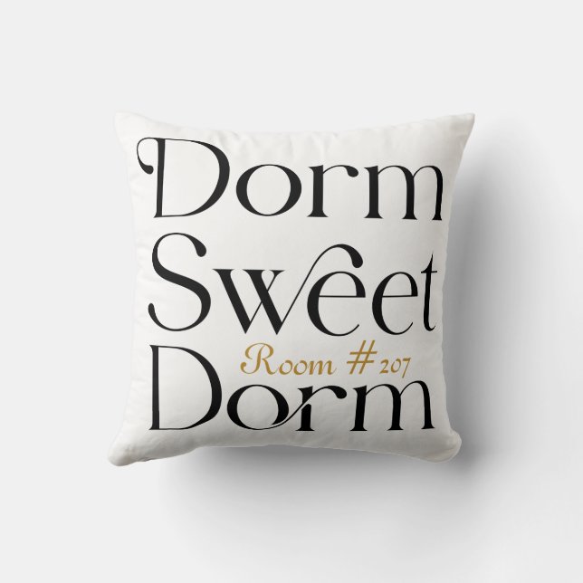 Coussin Dorm Sweet Dorm Numéro de chambre (Verso)