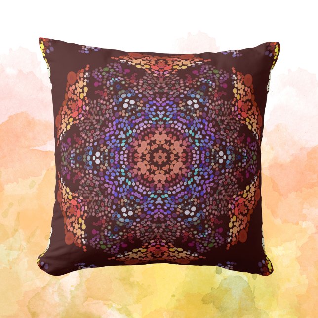Coussin Dot Mandala Bleu orange et violet (Créateur téléchargé)
