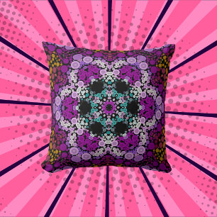 Coussin Dot Mandala Flower bleu rose et jaune
