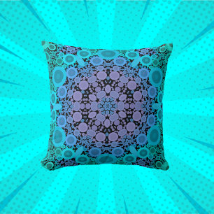 Coussin Dot Mandala Flower Blue vert et violet