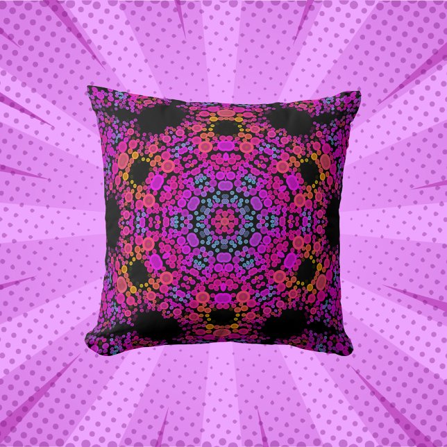 Coussin Dot Mandala Flower rose bleu et orange (Créateur téléchargé)