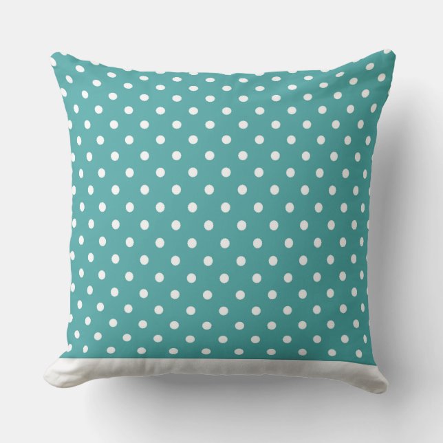 Coussin Dot moderne Turquoise avec points blancs C (Recto)