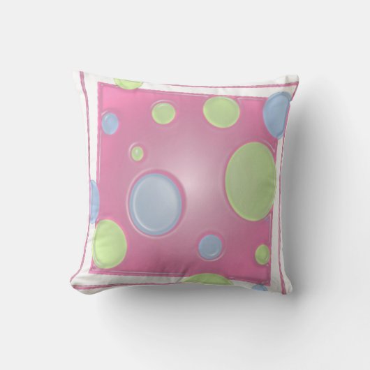 Coussin DOTS dimensionnels sur fond rose (Recto)