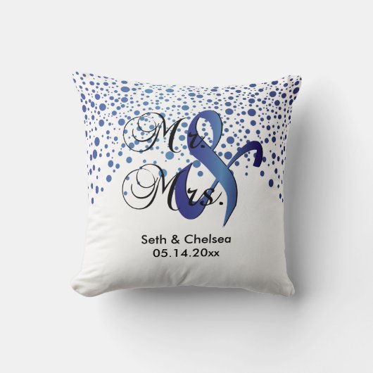 Coussin Dots élégants de saphir| Mariage| Personnaliser (Recto)