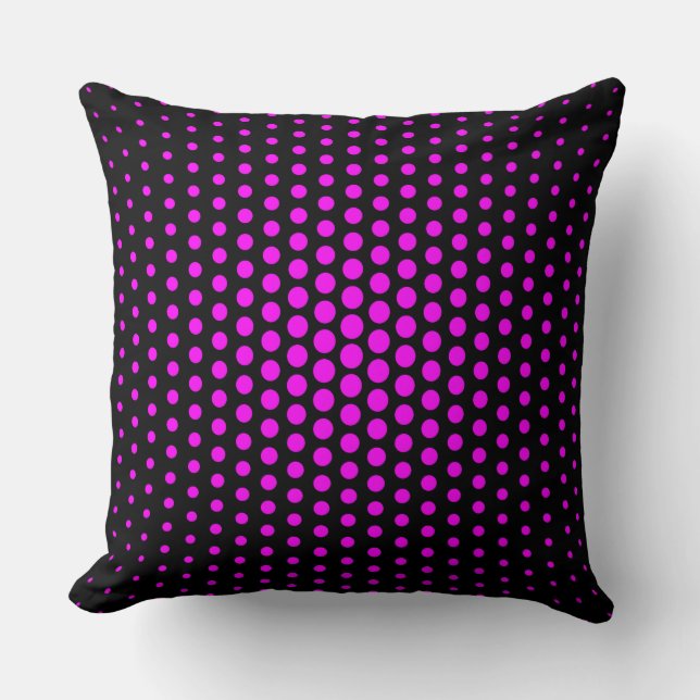 Coussin Dots Techno Fuchsia Noir moderne (Recto)