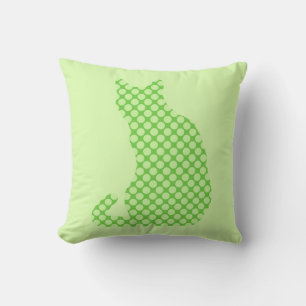 Coussin Dotty Cat - nuances de vert citron