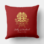 Coussin Double bonheur fleur mariage chinois cercle (Verso)