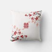 Coussin Double Bonheur Mariage chinois fleurs cerises (Recto)