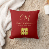 Coussin Double bonheur rouge initiales de mariage chinois (Couverture)